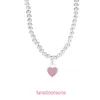 Tifannissm Armband Womens Fashion Emamel Love T Home Necklace Ins Wind Drop Lime Heart Shaped Round Bead Chain Peach Female With Original Box