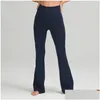 Yoga Kadınlar Yüksek Yüksek Pantolon Süper Esnek Egzersiz Alevlenmiş Pantolon Taytlar Çalışma Slim Fit Flare 2022 Damla Teslimat Dhoxk