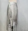 Faldas 2022 Sexy Club plata aluminio lentejuelas metálico asimétrico malla metálica Chainmail fiesta de cumpleaños falda 5340450