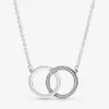 100% 925 Sterling Silver LOGO Intertwined Circles Necklace Fashion Women Wedding Engagement Jewelry Accessories250z