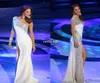 Miss Venezuela Pageant Evening Dresses 2019 White Sheath One Shoulder Long Sleeves Side Split Crystals Sexy Prom Gowns Celebrity D8859225