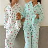 Mulheres sleepwear coral veludo quente pijama conjunto para homens e mulheres inverno pelúcia térmica casa desgaste casal em torno do pescoço calças de impressão bonito