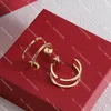 Stylish Golden Pendant Stud Earrings Women Letter Hoop Earrings Gold Dangler Big Small Size Eardrops With Box