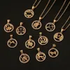 Hanger kettingen 12 sterrenbeeld ketting gouden ketting dier munt hanger vissen hangers charme ster choker astrologie ketting Dhgarden Dh8Jg