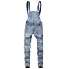 Män staplade rippade stretch bomulls overaller jeans klassisk design denim casual medium stil jumpsuit för alla säsonger byxor 231227