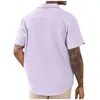 Camisas casuais de masculino tampe tampe para homens de lapão de lapela de verão Botão de moda para baixo blusa de manga curta Tops de praia