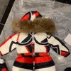 baby clothes kids Down Jackets Color blocking design Baby Boilersuit Size 0-4 Winter warm clothing Fur hooded Outwear