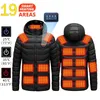 19 Areas Heated Jackets For Men Women Usb Electric Heated Hoodie Winter Heating Clothing Warming Hunting Coat Rechargeable 231228