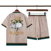 Casa Casual Two Piece Set Shirt High Quality Men's Beach Kort ärmskjorta Set Summer Men's Fashion Shorts Shorts M-XXXL