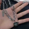 2024 DESIGNERS Square smiling face double-layer necklace for women with light luxury and niche design sense high-end sweet cool spicy girl internet celebrity sweater