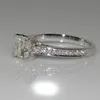 18k white gold princess diamond ring four-claw square diamond ring female models wedding simple ring retail whole3307