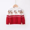 Kinderkleding herfst- en winterkersttrui voor jongens en meisjes Cartoon elandensweater 231228