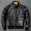 Men's Genuine Leather Jacket Military Pilot s Air Force Flight A2 Coat Natural Cowhide Clothes 231228