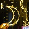 Romântula estrela da lua LED CURNATING String Strip tira de férias Casamento Garland Party Decoração 25m luzes 231227