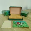 Cajas de relojes para hombre de diseño Reloj verde oscuro Caja Dhgate Regalo de lujo Estuche Woody para relojes Reloj de yate Folleto Etiquetas de tarjetas Relojes B314h