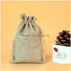 50Pcs Gift Bag Warp Vintage Style Natural Burlap Linen Jewelry Travel Storage Pouch Mini Candy Jute Packing Bags Christmas Box Fy48 Dhtlv