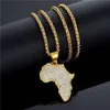 Africa Map Pendant Necklace For Women Men Gold Color Rostfritt stål Etiopiska smycken Hela afrikanska kartor Hiphop Artikel N1279 21271Z