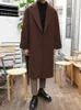 Men Vintage Woolen Coat Coat Korean Single Single Breadted Straight Business Overcal Over Coat Autumn Winter Windbreaker Coat Long 231227