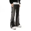2023 Y2K streetwear workowate płomienie men dżinsowe spodnie dzielone zamek błyskawiczny prosty vintage myjki czarne modne spodnie dżinsowe Pantalon Homme 231228