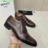 BERLUTI Мужские модельные туфли Кожаные оксфорды Berluts Новые мужские оксфорды из телячьей кожи с ручной росписью Модные деловые кожаные туфли для джентльменов HB2K