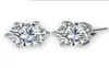 Boucles d'oreilles à 6 broches en Zircon transparent, or blanc 18 carats rempli de Style classique pour femmes et hommes, cadeau Simple 8320891