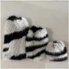 Skarpetki Zamorowe Kobiety Goth Punk Striped Furry Leg Heger Y2K Vintage Mankiety Er Drop Relida