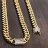 Mens Miami Cuban Link Bracelet & Chain Set 18k Gold Plated 14mm Diamond Clasp240j