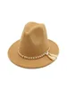 2019 Wollfilzhut Panama Jazz Fedoras Hüte Quaste Perle Vintage Kappe Formelle Party und Bühne Zylinder für Damen Herren Unisex214N6236817