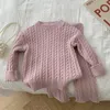 Herbst Frühling Koreanischen Stil Kinder Gestrickte Kleidung Set Langarm Einfarbig Pullover Hosen Baby Mädchen Kleidung Anzug 231228