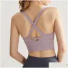 Lu Align BH Yoga Dames Dames Lichtgewicht High Impact Backless Sport Crop Tops Gekruiste bandjes Elastisch Push-up Schokbestendig Workout Drop Dhs3H