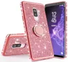 Brilhante glitter magnético dedo caso para samsung galaxy s10 s10e s8 s9 plus a5 a7 2018 a6 a8 nota 8 9 10 bling 360 anel capa traseira8993480