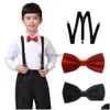 34 Färg Kids Suspenders Bow Addtie Set Party Favor Boys Girls Husn Ealastic Y-Suspenders With Tie Fashion Belt eller Children Baby B Dhtch