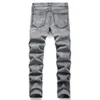 Men Paisley Bandana Print Patch Jeans Streetwear Patchwork Holes Ripped Stretch Denim Pants Slim Straight Biker Trousers