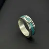 Designer Ring Silver Retro distressed Green Enamel Ring Interlocking Letter Ring Fashion trends Couple Matching Ring