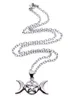 Triple Moon Wiccan Pentacle Kolye Kolye Kolye Vintage Gümüş Alaşım Gotik Yakalar Tablo Kadın Moda Mücevherleri 3383290