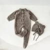 0-3T Born garoto bebê menino meninas roupas de inverno de inverno macacão de bebê com chapéu fofo doce macacão