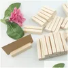 Business Card Files Wholesale Business Card Files 20Pcs Natural Wood Name Memo Clips Po Holder Clamp Stand Desktop Mes Organizer 23090 Dhzzb