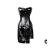 Waist Tummy Shaper High Special Long Corsets Bustiers Gothic Clothing Black Faux Leather Dress Spiked Waists Corset S6Xl Cz1528282 Dhmua