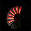 Décoration de fête 1pc ventilateur pliant lumineux 13 pouces LED Play Colorf Fans Abanico tenus à la main pour la danse Neon Dj Night Clubparty Drop Delive Dhykm