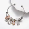 Bracelets de charme VIOVIA Design en acier inoxydable Bracles de haute qualité étoile d'or avec une chaîne de perles cardiaques Bransoletka Valentines Cadeau