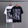 Casual Men Hip Hop Cotton Short Sleeve Graphic Print Off Crewneck T Shirt Youth Usa XL Black