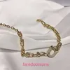 Högkvalitativ tifannissm 18K Guld OT Holiday Gift Armband smycken Super Cool Chain Armband Korean Nisch Design Inlagd diamant Ny vindmetall med originallåda