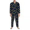 Men's Sleepwear Gold Dot Print Pajamas Mens Polka Dots Kawaii Night Autumn 2 Pieces Vintage Oversized Graphic Home Suit