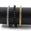 Lodowe 1 rząd 5 mm dhinestones Bransoletka Mężczyźni Hip Hop Styl Clear Symulowany diament 7 8 9 cali Bracelet tenisowy Bling Bling1866