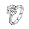 Cluster Rings LESF LEXURY 4 CT Solitaire Round Round Cut 6 Prong Sona Diamond 925 Серебряное обручальное кольцо для женщин 278O