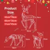 3PCS Handcraft Alloy Art Elk Deer Christmas Garden Decor LED Light Glowing Glitter Reindeer Xmas Home Outdoor Yard Ornament Dec 231227