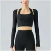 Lu Yoga Lemon Women Slim Halter Ribbed Shirts Bra Long Sleeve Crop Top Running Sports Tee Gym Blouses Quick Dry Sp Alo Drop Delivery Dhcmv