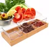 Conjuntos de vajilla Bandejas decorativas Compartimento Plato para refrigerios Cuencos de almacenamiento de vidrio Contenedor para el hogar