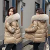 Women's Down Big Fur Collar Jacket Women Winter Overrock Bright For Coat Puffer Hooded