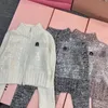 Luxe MM vêtements de créateurs paillettes lourdes court tricot cardigan à fermeture éclair femmes mince mince lettre pull manteau